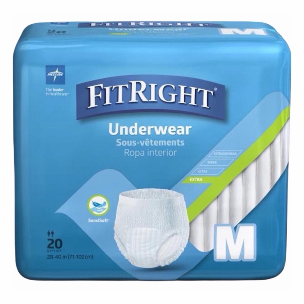 NEW Fitright Adult Disposable Extra Underwear Size Medium 20 Count